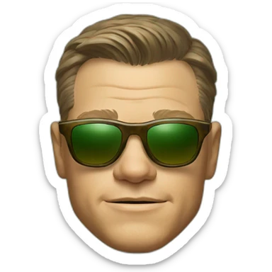 matt damon with a turtle in sunglasses in his hands sticker