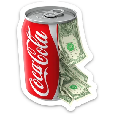 coca-cola can with money sticker