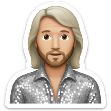 Barry Gibb from Bee Gees with light grey sequin outfit sticker