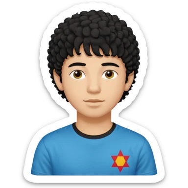 Young man with black curly hair fringe Haircut and light dark skin, moroccan / amazingh race sticker