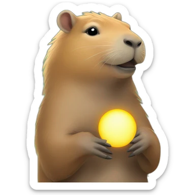 Capybara with the sun in her hands sticker