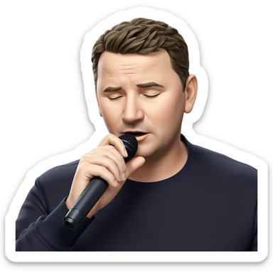 male singer with closed eyes sticker