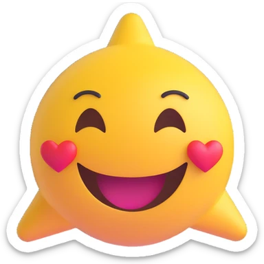 3D smiley emoji, round shape, in love: heart stars, smiling face, no body sticker