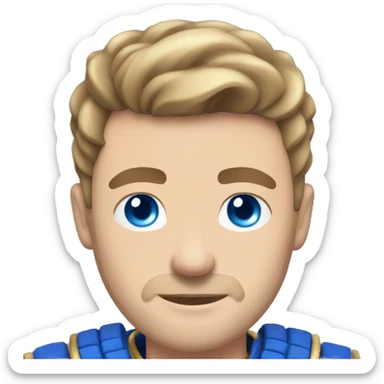 British white male with skin fade brown hair and blue eyes wearing a Mongolian warrior outfit sticker