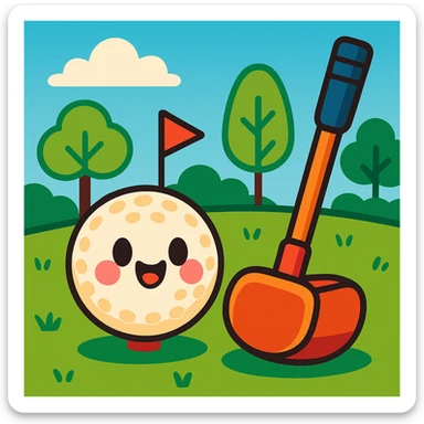 playful style park golf ball and club outdoors sticker
