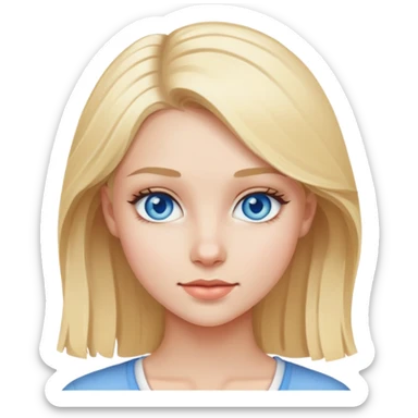 Blonde young adult female blue eyes pretty sticker