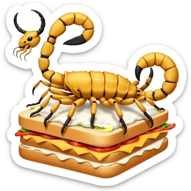 No a SCORPION sitting on top of a cloud and eating a sandwich sticker
