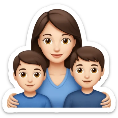  Happy Light brunette beautiful mom with 3 sons sticker