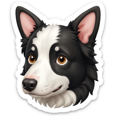 A black and white border collie with cow's horns. sticker