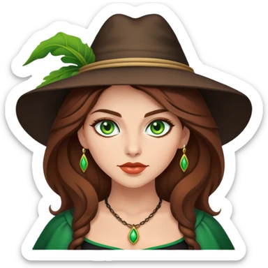 Bruja sexy de tez blanza cabello castaño y ojos verdes  sticker