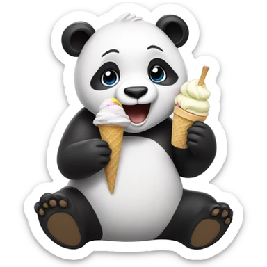 Panda eating ice cream sticker