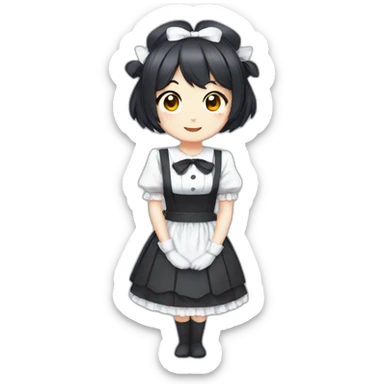 cute anime maid with short dark hair sticker