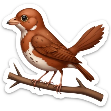 A curious fox sparrow perched on a thin branch. sticker