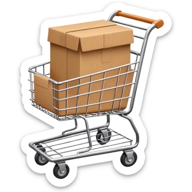 shopping cart with a small box inside sticker