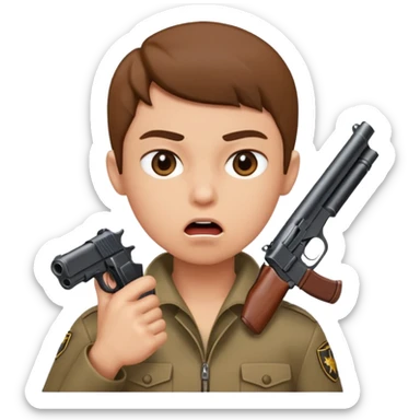 Gun pointing at a person’s mouth sticker