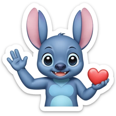 Stich con un corazón diciendo hola bombón sticker
