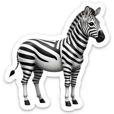 cinematic-zebra-realistic-full-body-standing-emoji,-elegant-frame-balanced-gracefully,-bold-black-and-white-stripes-contrasting-sharply,-head-tilted-dramatically,-expressive-dark-eyes-glinting-with-curiosity,-simplified-yet-realistic-focused-features,-highly-detailed,-glowing-with-an-almost-sarcastic-glow sticker