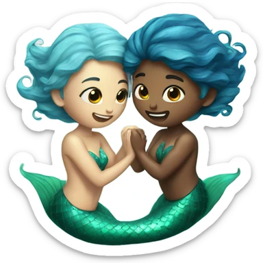 two mermaids in love sticker