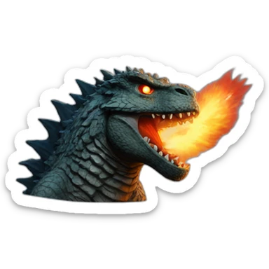godzilla-breathing-fire sticker