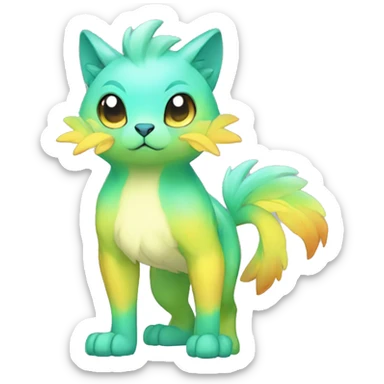 Cute cool shiny colorful animal hybrid Fakemon full body sticker