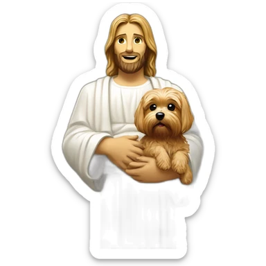christ the redeemer status holding yorkie sticker