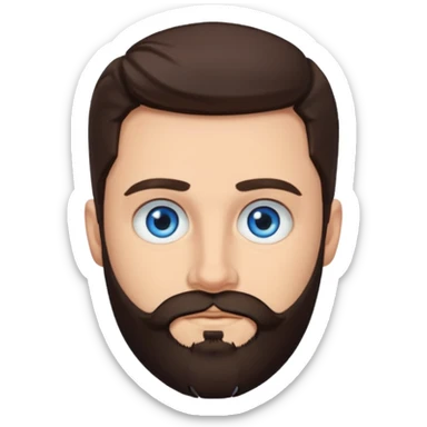 Frankie Zulferino (b.1990) with blue eyes, dark brown hair and beard sticker