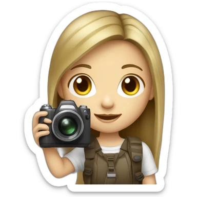 young very dark blond hair girl with camera sticker