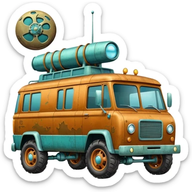  antique tall truck robotic twenty passenger Moon rover Scooby Doo Mystery Machine  sticker