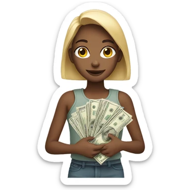 girl holding a lot of money  sticker