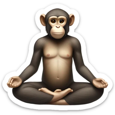 A monkey sits in a lotus position and does yoga sticker