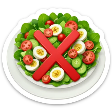 Red circle with x over a salad sticker