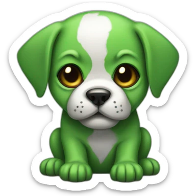 Green puppy with a skull mask on its face sticker