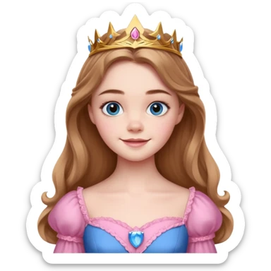 Elle fanning as princess Aurora in Maleficent but with brown hair and blue eyes sticker