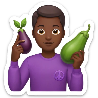 Eggplant stabbing peace  sticker