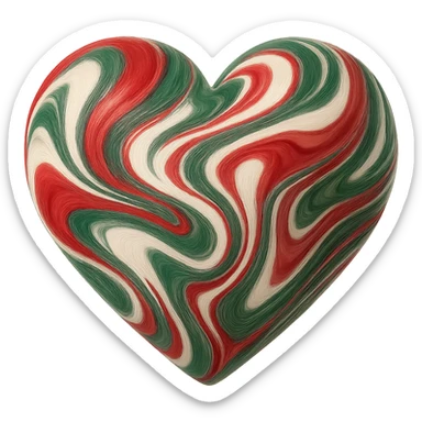 christmas heart with a swirling marble effect   , remove background sticker