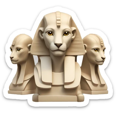 Collaborative Sphinx: A Sphinx with multiple heads, each looking at a different screen or piece of paper, symbolizing teamwork and collaborative coding projects. sticker
