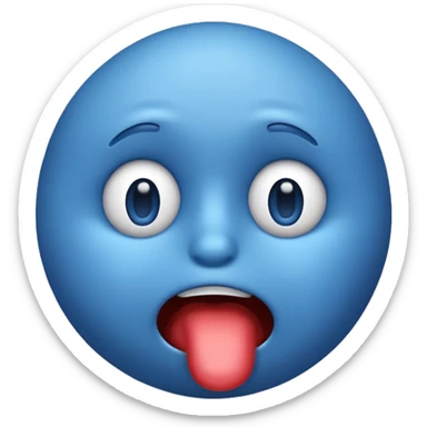 A blue emoji face with the expression of a nervous gulp sticker