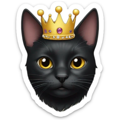 Black cat wearing a crown sticker
