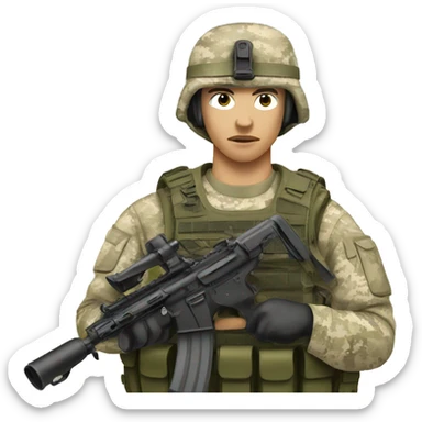 armed soldier in camouflage uniform sticker