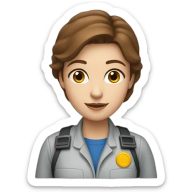 Women engineer, with brown hair and blue eyes sticker