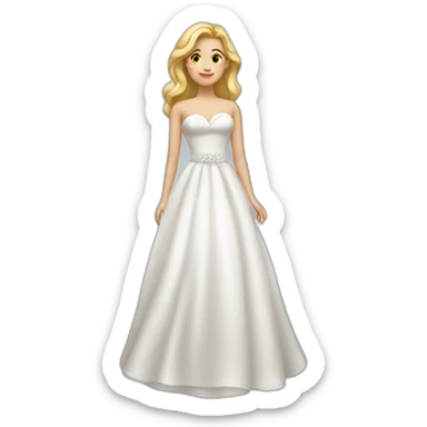 White woman in wedding dress stand sticker