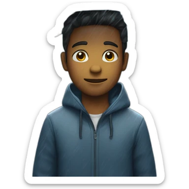 Garçon qui cour sous la pluie sticker