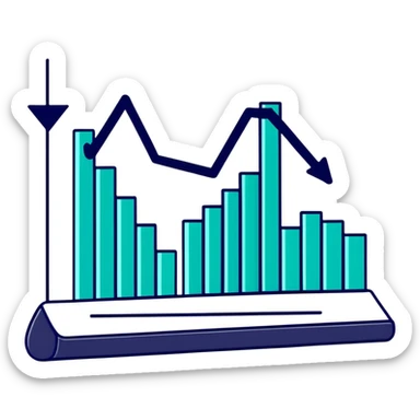 business analytics graph with upward trend sticker