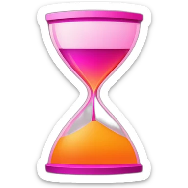a central hourglass shape formed by widening vertical lines, displaying a magenta to orange gradient, symbolizing speed and innovation for a tech company. sticker