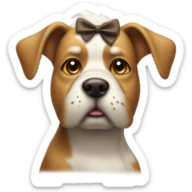 Dog with a bow on head sticker