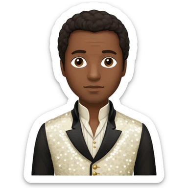 Solomon Northup with dark brown hair, Ivory sequin outfit  sticker
