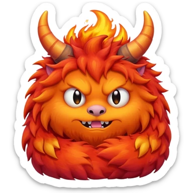Sleepy cute fluffy flaming monster sticker