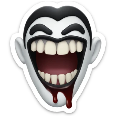 black lips with white vampire teeth sticker