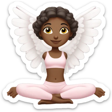angelic brunnette yoga girl in light pink yoga outfit sticker