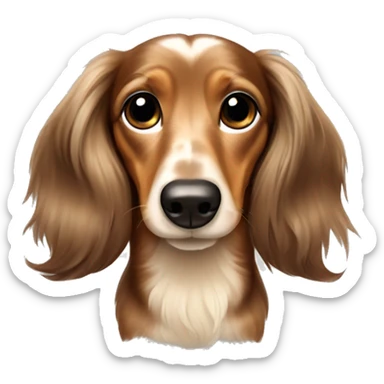 Long haired brown and cream dapple dachshund sticker